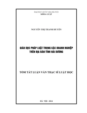 Giáo Dục Pháp Luật Trong Doanh Nghiệp Tại Tỉnh Hải Dương