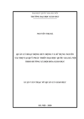 Quản lý nguồn tài trợ tại Quỹ Phát triển ĐHQGHN theo