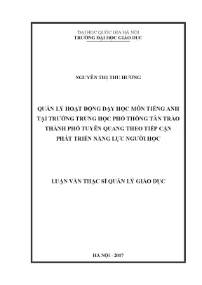 Quản lý dạy học tiếng Anh tại THPT Tân Trào theo phát