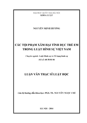 Tội Phạm Xâm Hại Tình Dục Trẻ Em Trong Luật Hình Sự Việt Nam