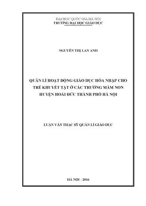 Quản lý giáo dục hòa nhập cho trẻ khuyết tật tại trường