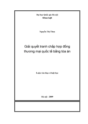 Giải Quyết Tranh Chấp Hợp Đồng Thương Mại Quốc Tế Bằng