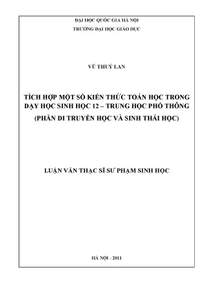 Tích Hợp Kiến Thức Toán Học Trong Dạy Học Sinh Học 12