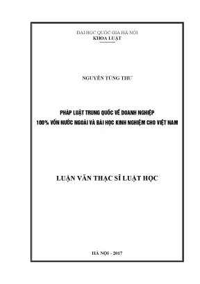 Pháp luật Trung Quốc về doanh nghiệp 100% vốn nước ngoài