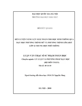Rèn Luyện Năng Lực Giải Toán Cho Học Sinh Qua Dạy Học
