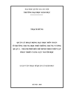Quản lý dạy học môn Toán tại Trường THPT Trưng Vương,