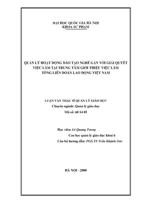 Quản lý hoạt động đào tạo nghề và giải quyết việc làm