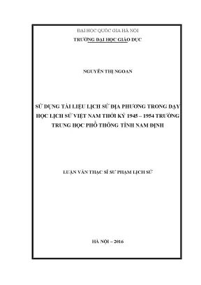 Sử Dụng Tài Liệu Lịch Sử Địa Phương Trong Dạy Học Lịch 