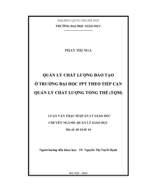 Quản Lý Chất Lượng Đào Tạo Tại Trường Đại Học FPT Theo