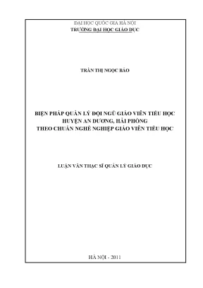 Quản lý đội ngũ giáo viên tiểu học huyện An Dương theo