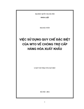 Nghiên cứu quy chế đặc biệt của WTO về chống trợ cấp