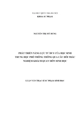 Phát Triển Năng Lực Tư Duy Cho Học Sinh Trung Học Qua