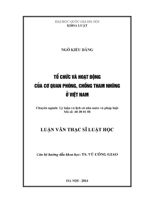 Tổ Chức và Hoạt Động của Cơ Quan Phòng Chống Tham Nhũng 