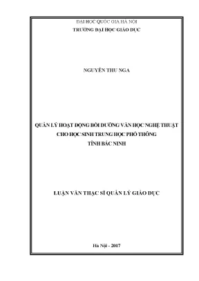 Quản lý bồi dưỡng văn học nghệ thuật cho học sinh THPT