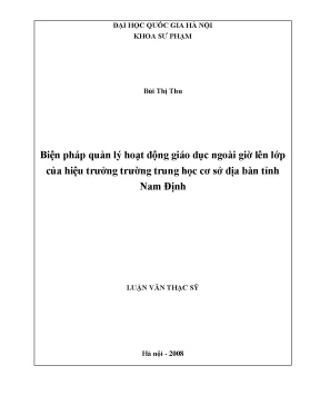 Quản lý hoạt động giáo dục ngoài giờ lên lớp tại trường