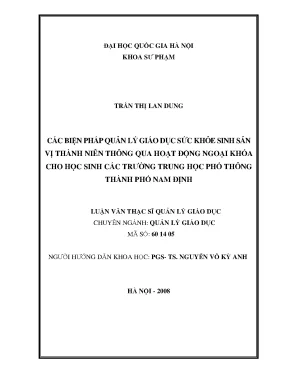Quản lý giáo dục sức khỏe sinh sản vị thành niên qua