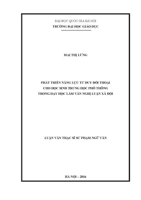 Phát Triển Năng Lực Tư Duy Đối Thoại Cho Học Sinh THPT