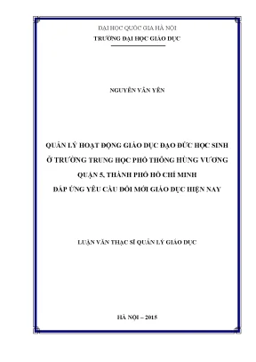 Quản lý giáo dục đạo đức học sinh tại trường THPT Hùng
