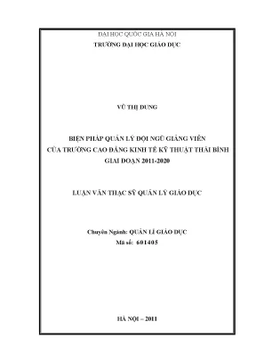 Quản lý đội ngũ giảng viên tại Trường Cao đẳng Kinh tế