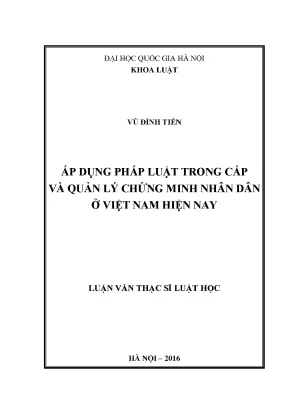 Áp Dụng Pháp Luật Trong Quản Lý Chứng Minh Nhân Dân Tại