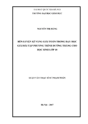 Rèn Luyện Kỹ Năng Giải Toán Phương Trình Đường Thẳng Cho