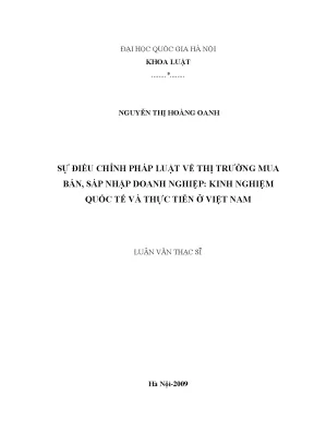 Nghiên cứu sự điều chỉnh pháp luật về M&A tại Việt Nam