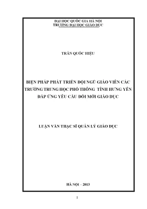 Phát Triển Đội Ngũ Giáo Viên Trung Học Phổ Thông Tỉnh