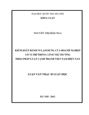 Kiểm Soát Hành Vi Lạm Dụng Doanh Nghiệp Thống Lĩnh Thị