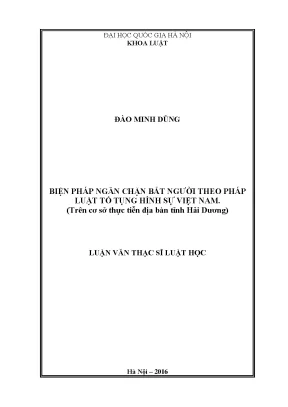 Biện Pháp Ngăn Chặn Bắt Người Theo Pháp Luật Tố Tụng