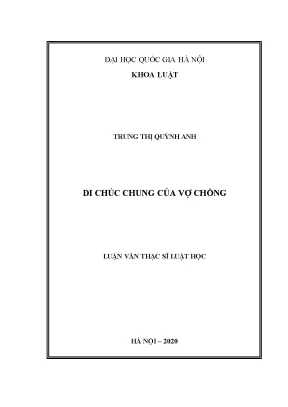 Di Chúc Chung Của Vợ Chồng: Luận Văn Thạc Sĩ Về Luật Dân Sự
