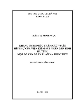 Kháng Nghị Phúc Thẩm Hình Sự Tại Hà Tĩnh: Vấn Đề Lý Luận