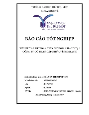 Kế Toán Tiền Gửi Ngân Hàng Tại Công Ty Cổ Phần Cáp Nhựa