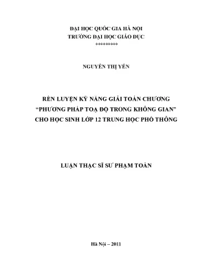 Rèn Luyện Kỹ Năng Giải Toán Phương Pháp Tọa Độ Trong 