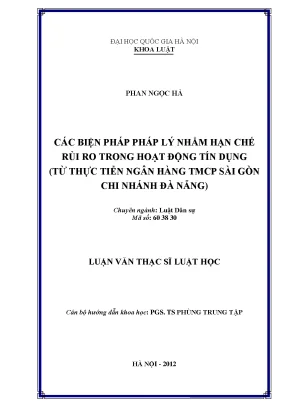 Biện Pháp Pháp Lý Hạn Chế Rủi Ro Tín Dụng Tại Ngân Hàng