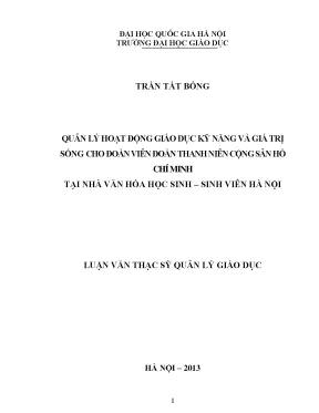 Quản Lý Giáo Dục Kỹ Năng và Giá Trị Sống cho Đoàn Viên