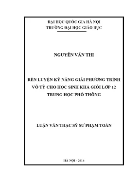 Rèn Luyện Kỹ Năng Giải Phương Trình Vô Tỷ Cho Học Sinh