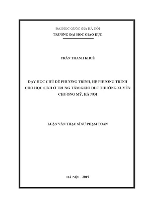 Phương pháp dạy học phương trình và hệ phương trình cho