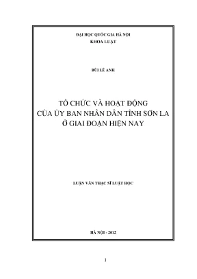 Tổ Chức và Hoạt Động của Ủy Ban Nhân Dân Tỉnh Sơn La