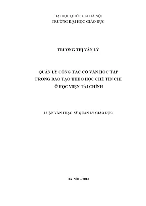 Quản lý công tác cố vấn học tập trong đào tạo tín chỉ
