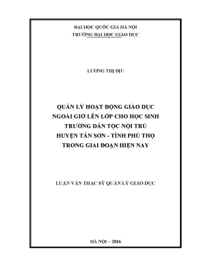 Quản Lý Hoạt Động Giáo Dục Ngoài Giờ Lên Lớp Tại Trường