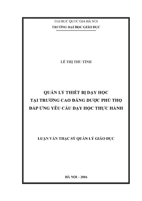 Quản lý thiết bị dạy học tại Cao đẳng Dược Phú Thọ: Đáp