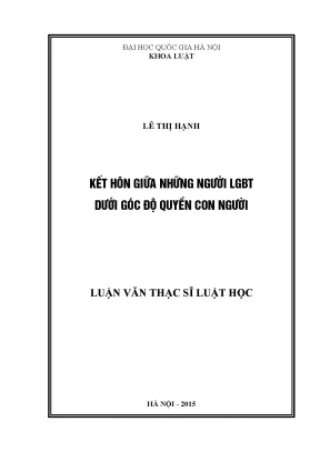 Quyền Kết Hôn Của Người LGBT Dưới Góc Độ Quyền Con Người