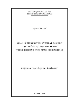 Quản lý phương tiện kỹ thuật dạy học tại Đại học Nha