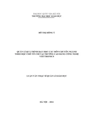 Quản Lý Dạy Học Theo Học Chế Tín Chỉ Tại Trường Cao Đẳng
