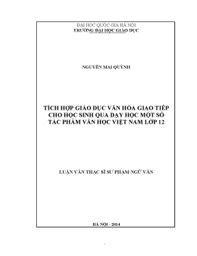 Tích Hợp Giáo Dục Văn Hóa Giao Tiếp Trong Dạy Học Văn