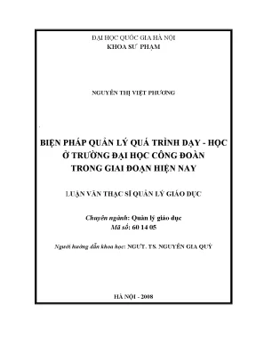 Biện Pháp Quản Lý Quá Trình Dạy Học Tại Trường Đại Học