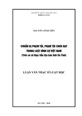 Nghiên cứu về chuẩn bị phạm tội và tội phạm chưa đạt