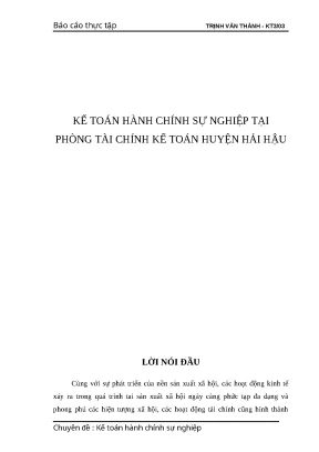 Kế Toán Hành Chính Sự Nghiệp Tại Huyện Hải Hậu: Báo Cáo