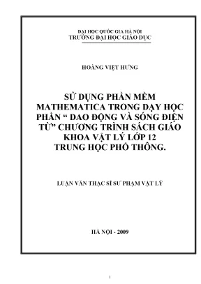 Ứng Dụng Phần Mềm Mathematica Trong Dạy Học Vật Lý Lớp 12