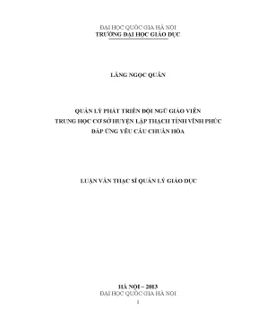 Quản Lý Phát Triển Đội Ngũ Giáo Viên Trung Học Cơ Sở Tại